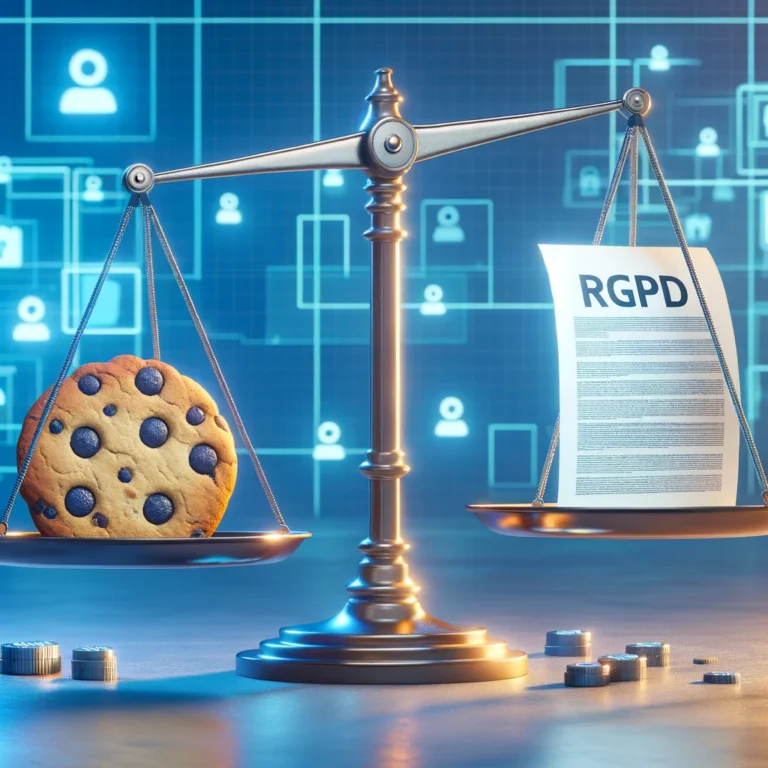Balance symbolisant l'équilibre entre cookies internet et conformité RGPD